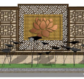 景观墙su模型下载_sketchup草图大师SKP模型