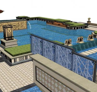 水景景观su模型下载_sketchup草图大师SKP模型