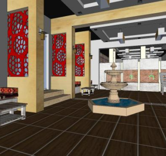 咖啡厅室内SU模型下载_sketchup草图大师SKP模型