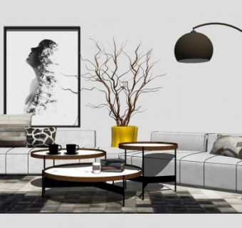 简欧风客厅家装SU模型下载_sketchup草图大师SKP模型