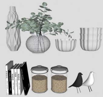 现代家居装饰品SU模型下载_sketchup草图大师SKP模型