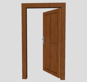 室内木门单开门SU模型下载_sketchup草图大师SKP模型