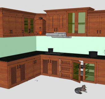 欧式厨房橱柜家具SU模型下载_sketchup草图大师SKP模型