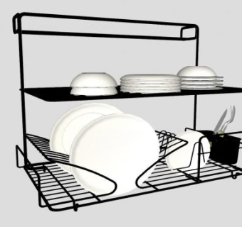 不锈钢晾碗架SU模型下载_sketchup草图大师SKP模型