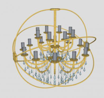 水晶吊灯灯具SU模型下载_sketchup草图大师SKP模型