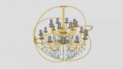 水晶吊灯灯具SU模型下载_sketchup草图大师SKP模型