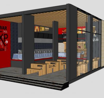 小型咖啡厅餐厅茶餐厅SU模型下载_sketchup草图大师SKP模型