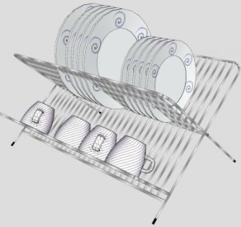 厨房碗碟晾碗架SU模型下载_sketchup草图大师SKP模型