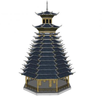 侗族鼓楼su模型下载_sketchup草图大师SKP模型