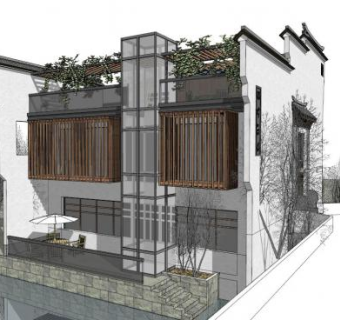 茶楼su模型下载_sketchup草图大师SKP模型