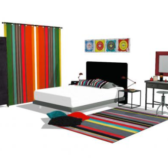 现代卧室家装设计sketchup模型下载_sketchup草图大师SKP模型