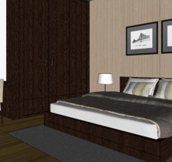 现代风格卧室设计SU模型下载_sketchup草图大师SKP模型