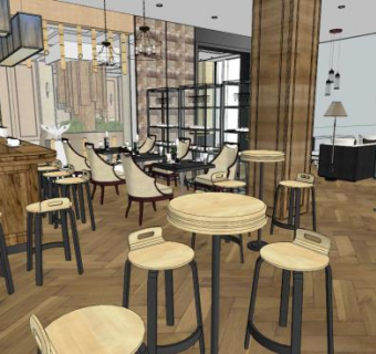 酒店大堂su模型下载_sketchup草图大师SKP模型