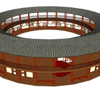 圆形建筑su模型下载_sketchup草图大师SKP模型