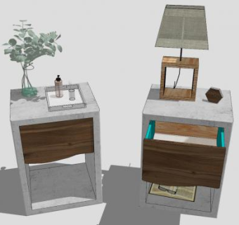 床头柜灯具装饰SU模型下载_sketchup草图大师SKP模型