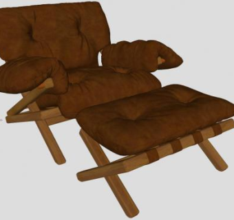 休闲沙发靠椅垫脚凳SU模型下载_sketchup草图大师SKP模型