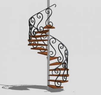 欧式室内旋转楼梯sketchup模型下载_sketchup草图大师SKP模型