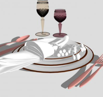 欧式配套餐具SU模型下载_sketchup草图大师SKP模型