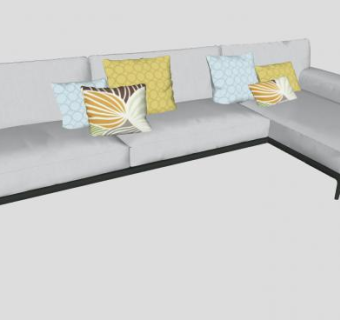 L型沙发简易家具SU模型下载_sketchup草图大师SKP模型