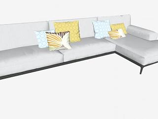 L型沙发简易家具SU模型下载_sketchup草图大师SKP模型