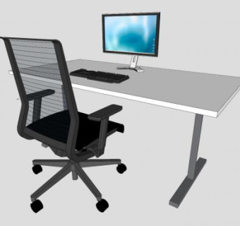 简易电脑桌办公桌sketchup模型下载_sketchup草图大师SKP模型