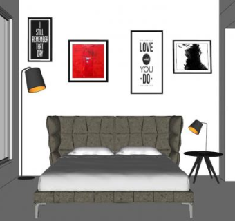 北欧风卧室床具设计SU模型下载_sketchup草图大师SKP模型