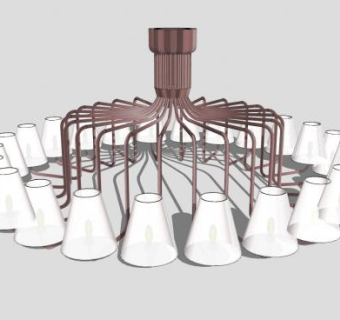 欧简吸顶吊灯SU模型下载_sketchup草图大师SKP模型