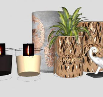 杯中蜡烛工艺品摆件SU模型下载_sketchup草图大师SKP模型