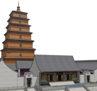 大雁塔su模型下载_sketchup草图大师SKP模型