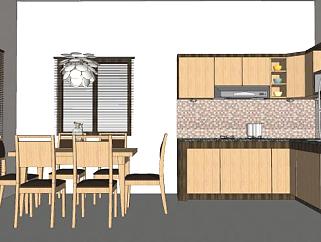 现代厨房餐厅设计SU模型下载_sketchup草图大师SKP模型