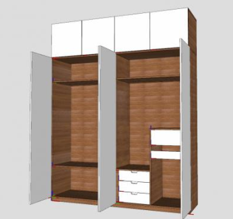 打开门的衣柜家具SU模型下载_sketchup草图大师SKP模型