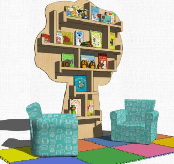 儿童书柜书柜SU模型下载_sketchup草图大师SKP模型