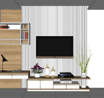 现代电视柜摆件SU模型下载_sketchup草图大师SKP模型