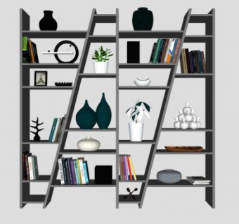 创意设计书架SU模型下载_sketchup草图大师SKP模型