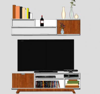 电视柜书本简约SU模型下载_sketchup草图大师SKP模型