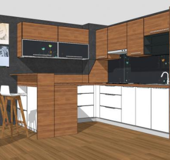 木质厨房橱柜家具SU模型下载_sketchup草图大师SKP模型