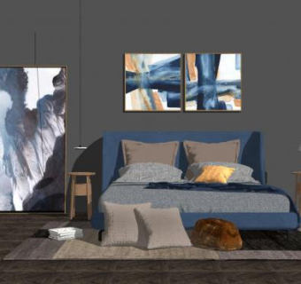 简欧卧室家装设计SU模型下载_sketchup草图大师SKP模型