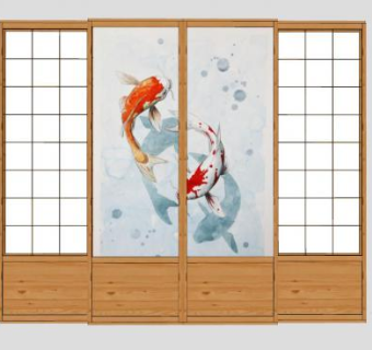 木质日式移门SU模型下载_sketchup草图大师SKP模型