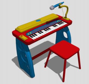 儿童电子琴玩具SU模型下载_sketchup草图大师SKP模型