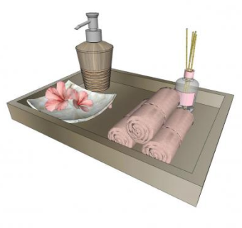 浴室摆件毛巾花瓣SU模型下载_sketchup草图大师SKP模型