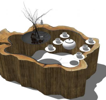 根雕茶几su模型下载_sketchup草图大师SKP模型