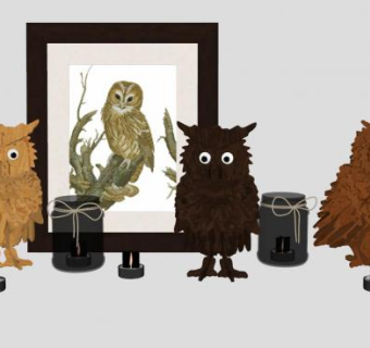 猫头鹰工艺品装饰摆件SU模型下载_sketchup草图大师SKP模型