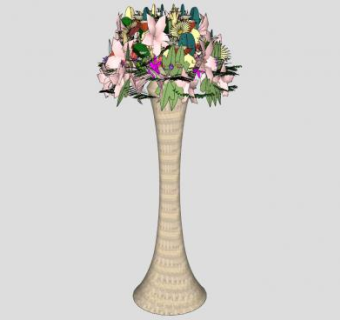 高脚花瓶花钵SU模型下载_sketchup草图大师SKP模型