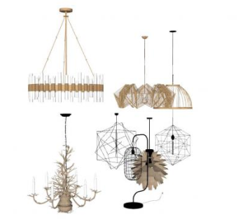 现代欧式吊灯合集SU模型下载_sketchup草图大师SKP模型