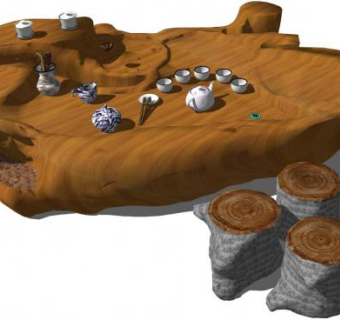 树桩凳子su模型下载_sketchup草图大师SKP模型