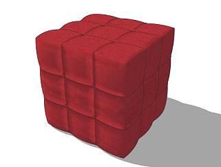 红色方形<em>坐凳</em>软凳SU模型下载_sketchup草图大师SKP模型