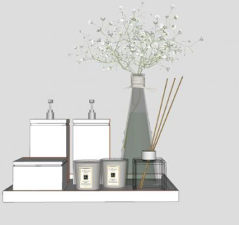 沐浴品花瓶摆件SU模型下载_sketchup草图大师SKP模型