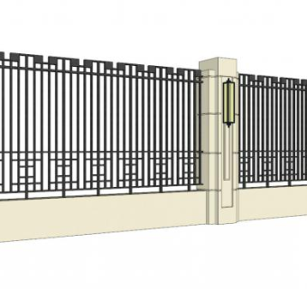 铁艺围墙su模型下载_sketchup草图大师SKP模型