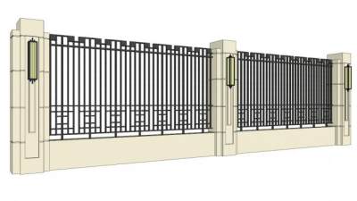 铁艺围墙su模型下载_sketchup草图大师SKP模型