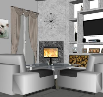 现代简欧客厅家具SU模型下载_sketchup草图大师SKP模型